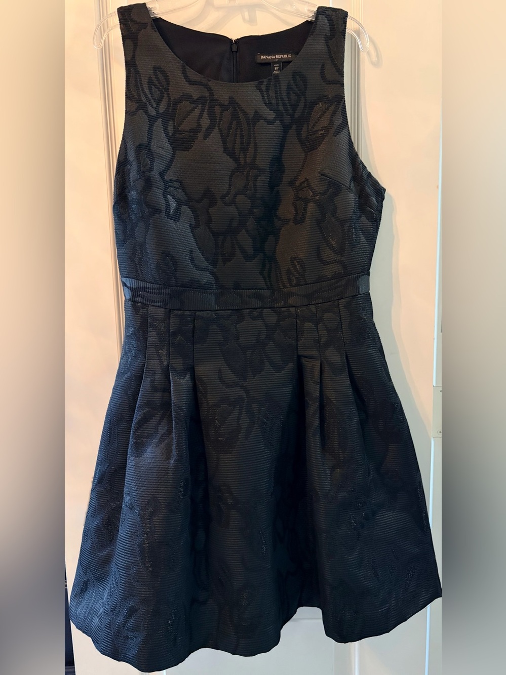 Banana Republic Black Textured Floral Jacquard Dress